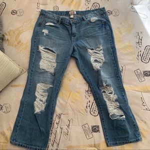 Cropped Distressed Jeans